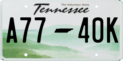 TN license plate A7740K