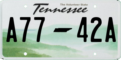 TN license plate A7742A