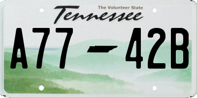 TN license plate A7742B