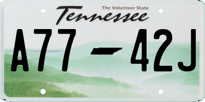 TN license plate A7742J