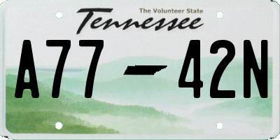 TN license plate A7742N