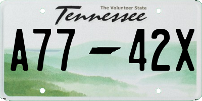 TN license plate A7742X