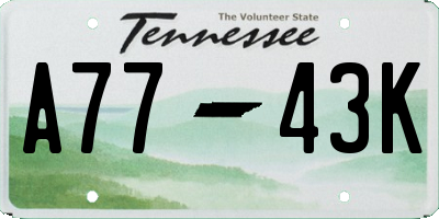 TN license plate A7743K