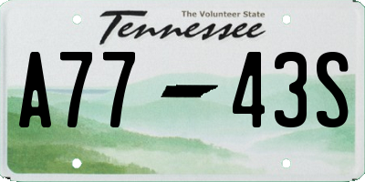 TN license plate A7743S