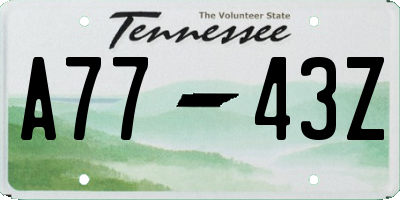 TN license plate A7743Z