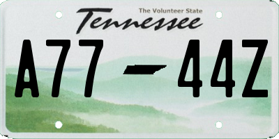 TN license plate A7744Z