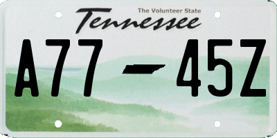 TN license plate A7745Z