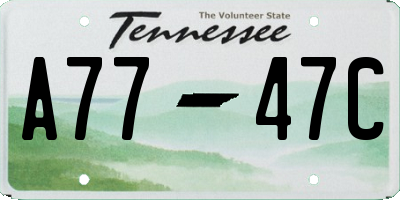 TN license plate A7747C