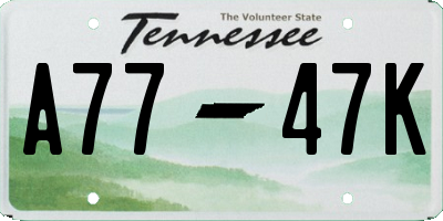 TN license plate A7747K