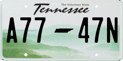 TN license plate A7747N