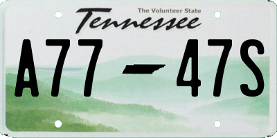 TN license plate A7747S
