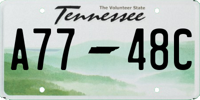 TN license plate A7748C