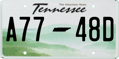 TN license plate A7748D
