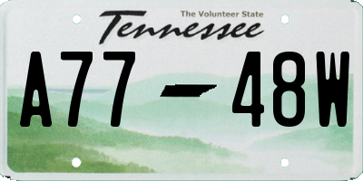 TN license plate A7748W