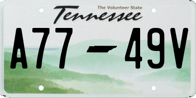 TN license plate A7749V