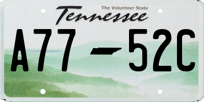 TN license plate A7752C