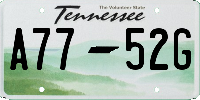 TN license plate A7752G