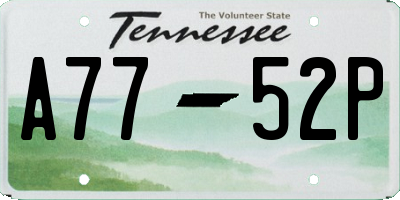 TN license plate A7752P