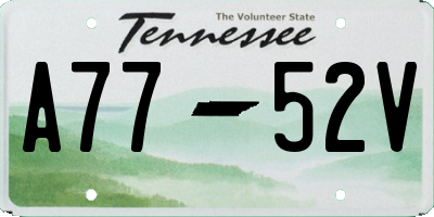 TN license plate A7752V