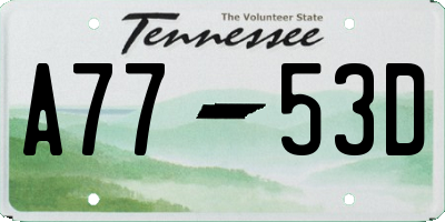 TN license plate A7753D