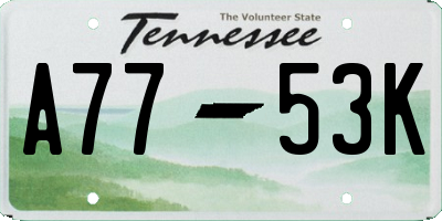 TN license plate A7753K
