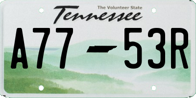 TN license plate A7753R