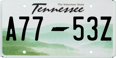 TN license plate A7753Z