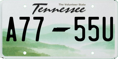 TN license plate A7755U