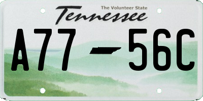 TN license plate A7756C