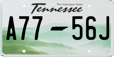 TN license plate A7756J
