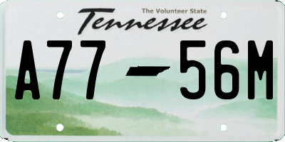 TN license plate A7756M