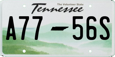 TN license plate A7756S