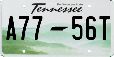 TN license plate A7756T