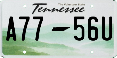 TN license plate A7756U