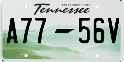 TN license plate A7756V