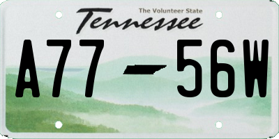 TN license plate A7756W