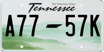 TN license plate A7757K