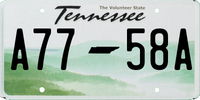 TN license plate A7758A