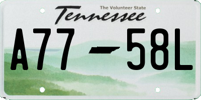 TN license plate A7758L
