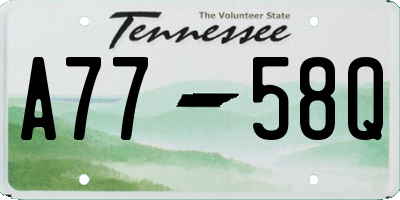 TN license plate A7758Q