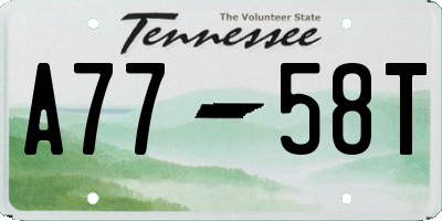 TN license plate A7758T