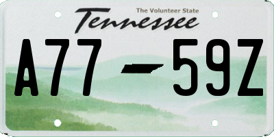 TN license plate A7759Z