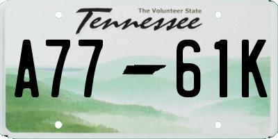 TN license plate A7761K