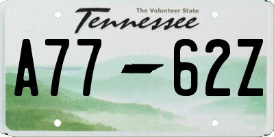 TN license plate A7762Z