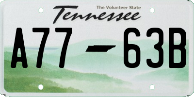 TN license plate A7763B