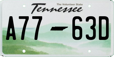 TN license plate A7763D