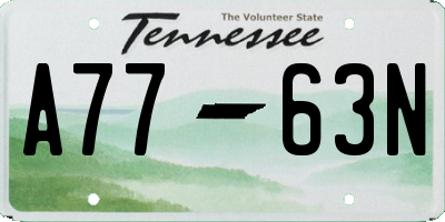 TN license plate A7763N