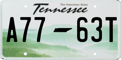 TN license plate A7763T