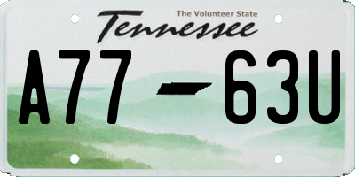 TN license plate A7763U