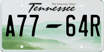 TN license plate A7764R
